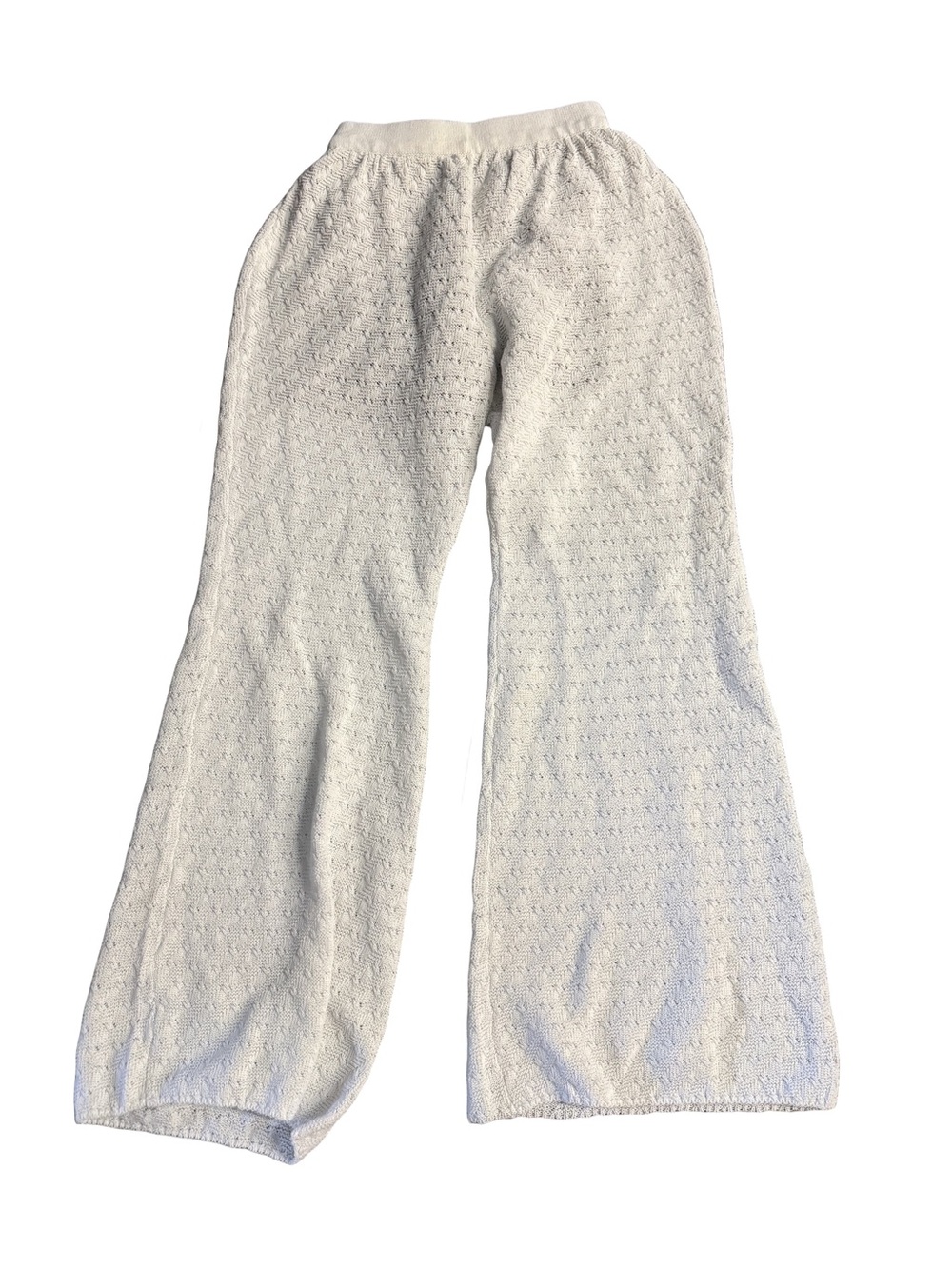 CHANEL Women’s Cream Knit Crochet Wide-Leg Trousers Cruise 25/26 NwoT
